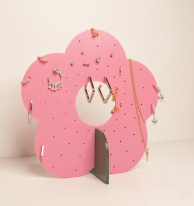 Blossom Earring Organizer – Roze Bloem Oorbelhouder – Sieraden Display voor Oorbellen, Piercings en Kettingen