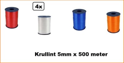 4x Krullint Nederland 5mm x 500m - Rood/wit/blauw/oranje Holland krul lint kerst sinterklaas decoratie kado