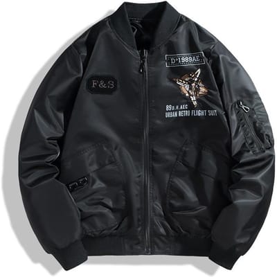 Heren Bomberjack, Omkeerbaar, American Workwear, Katoenen Jas, Katoenen Borduurwerk, Motorfiets Baseballjack, Trendy XL black