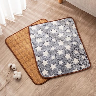 Tapis pour animaux de compagnie Multicolore Printemps et Été Tapis en rotin double face Tapis pour chenil Teddy Golden Retriever Tapis rafraîchissant pour chat S 40 * 30cm