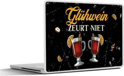 Laptop sticker - 12.3 inch - Glühwein - Glazen - Zwart - 30x22cm - Laptopstickers - Laptop skin - Cover - Cadeau voor vrouw