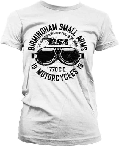 BSA Dames Tshirt -S- Birmingham Small Arms Goggles Wit