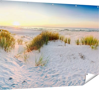 Gards Tuinposter Strand en Duinen tijdens Zonsondergang - 160x120 cm - Tuindoek - Tuindecoratie - Wanddecoratie buiten - Tuinschilderij