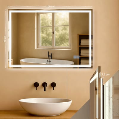 CLP Jaffrey badkamerspiegel - met verlichting dimbaar- met verwarming - wandspiegel - horizontaal en verticaal - anti-condens - helder/glas