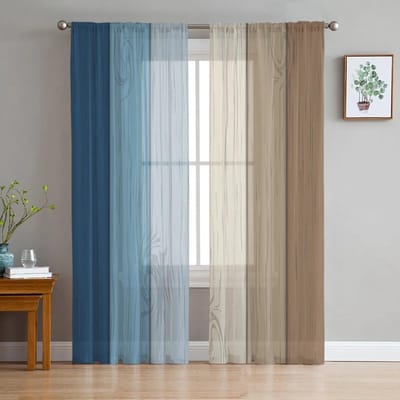 Vintage houtstructuur moderne gordijnen voor woonkamer transparante tule gordijnen venster pure voor de slaapkamer accessoires decor W135 x H114cm