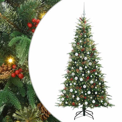 vidaXL - Kunstmatige - Hinged - Kerstboom - met - 300 - LED - Groen - 180 - cm - PE - en - PVC