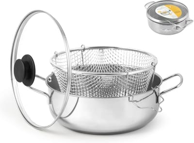 RVS Friteuse met Deksel - 24 cm Hoogwaardige Frituuroven