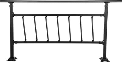 Trapleuning voor 1-4 Treden, Overgangs Smeedijzeren Rail met Verstelbare Balustrade, Geschikt voor Betonnen Treden, Inclusief Installatiekit, Mat Zwarte Afwerking voor Buitengebruik