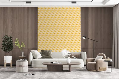 Behang - Fotobehang Art Deco - Design - Schelp - Geel - Breedte 165 cm x hoogte 220 cm