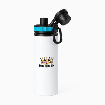 Hacebo® - his queen waterfles met draaidop blauw - Koningin - iemand die zich voelt als een koningin - valentijnsdag - verjaardag - cadeautje voor vriendin - kado - geschenk - water fles - 850ML