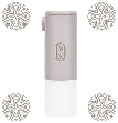 KZQ Elektrische luchtpomp met campingzaklamp; kan gebruikt worden als ontluchtingspomp op de camping, als opblaaspomp voor luchtmatrassen in het zwembad of als draagbare luchtpomp voor op reis (gebroken wit).