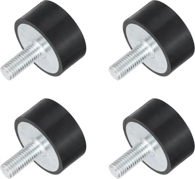 Rubberen Houders - Trillingsisolatoren - Apparaten Dempen - Cilindrisch Ontwerp - M10 Schroefdraad - Zwart Zilver
