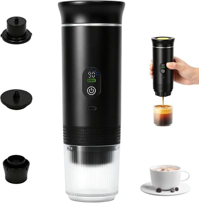KZQ Draagbaar koffiezetapparaat - Mini reiskoffiezetapparaat - 3-in-1 zelfverwarmend elektrisch koffiezetapparaat - USB-C-interface - Geschikt voor koffiepoeder en koffiecapsules - Ideaal voor kamperen, wandelen en op kantoor