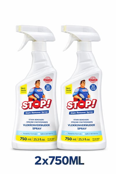 STOP Forte Vlekverwijderaar Spray – 2 x 750 ml – Krachtige Vlekkenreiniger voor Tapijt, Bank en Bekleding – Voordeelverpakking - STOP Leke Cikarici