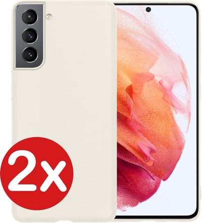 Hoesje - 2 Stuks - Geschikt voor Samsung Galaxy S21 - Sterk & Shockproof - Telefoonhoes - Back Cover - Case Siliconen - Telefoon Hoes - Wit