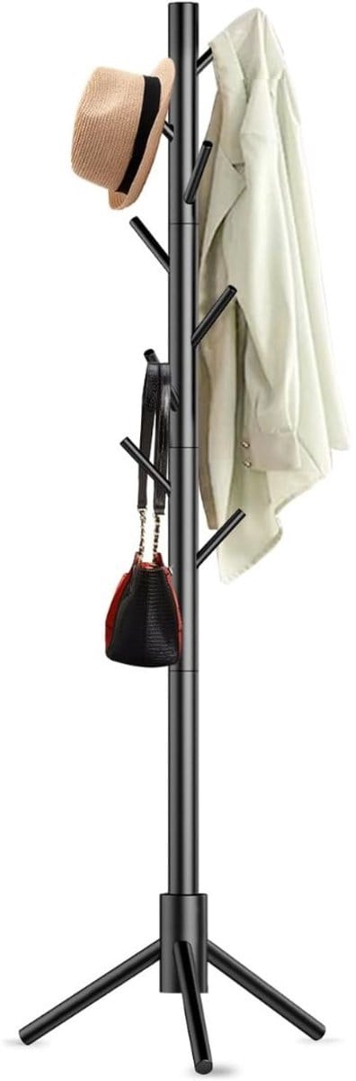CRLYN® Kapstok Staand - Garderoberek - Kledingrek Haken- Industrieel - Zwart