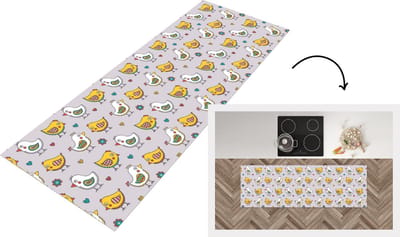 Keukenloper - Loper keuken - Patroon - Vogel - Kip - 150x50 cm - Keukenloper vinyl