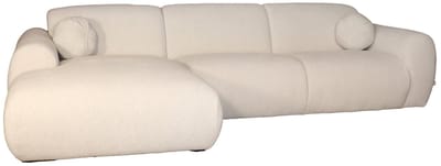 Hoekbank Neva 300cm chenille gebroken wit bank links loungebank hoeksalon