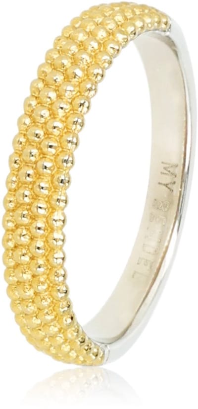 My Bendel - Bicolor Aanschuifring – Goudkleurige Bolletjes - met Luxe Cadeauverpakking | Sieraden Voor Dames | Maat 16.00 Mm / Maat 50