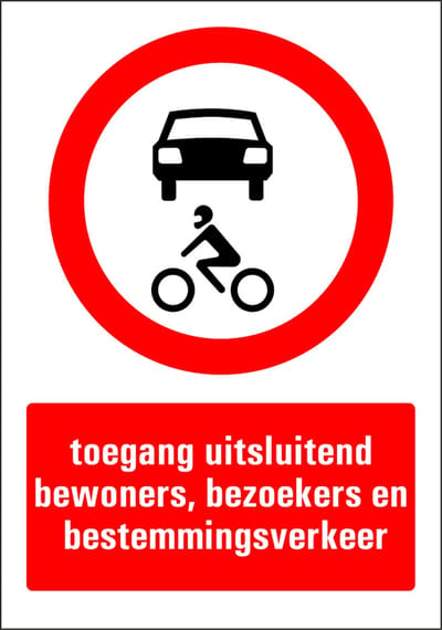 Toegang uitsluitend bestemmingsverkeer sticker 210 x 297 mm