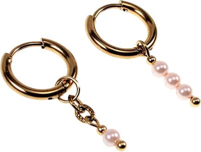 ∅14mm Oorringen Dames - Roze Kristallen - Verguld RVS - Oorbellen met Kralen Hangers