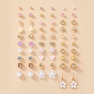 30-delige Set Oorbellen - Blush Pink | Metaal/Bijoux | Fashion Favorite