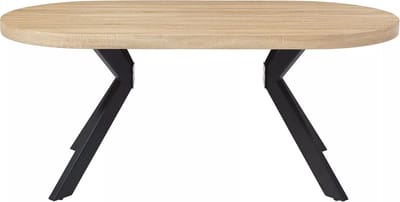 Vente-unique Eettafel 6 personen van mdf en metaal - Licht naturel en zwart - KOMONI
