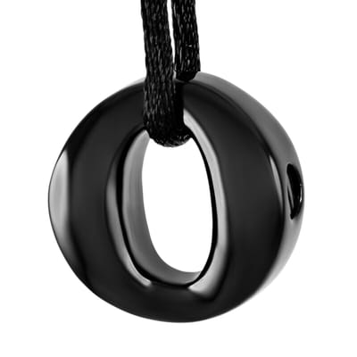 Aramat Jewels | Gedenkhangers | RVS Ashanger Open Cirkel - Zwart | | | |20mm | Staal | Volwassenen | Verkleurd niet