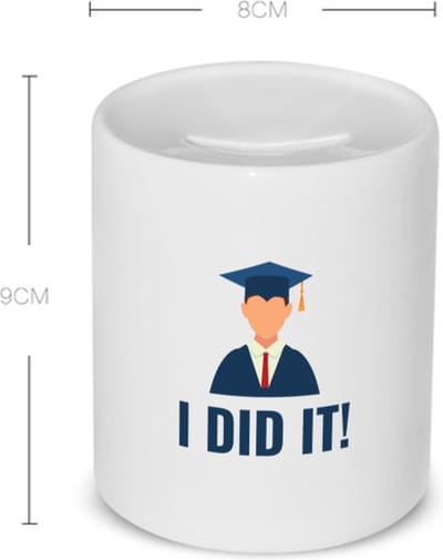 Akyol - i did it! Spaarpot - Geslaagd - iemand die is geslaagd - gelukt - gefeliciteerd - examen - school - diploma gehaald - cadeau - kado - geschenk - gift - 350 ML inhoud