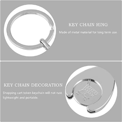 Metalen sleutelhangers voor winkelwagentjes - set van 2 stuks - handige accessoires voor boodschappentrolley - zilverkleurig modern design - praktische winkelwagenmuntjes