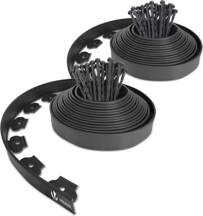 Grasrand van kunststof 20 m - flexibel gazonrand met 60 haringen - hoogte 50 mm - zwart Lawn Edging