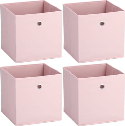 Zeller opbergmand/kastmand - 4x - 22 liter - lichtroze - 28 x 28 x 28 cm