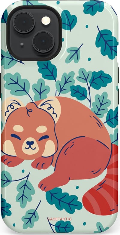 Casetastic Hoesje Geschikt voor Apple iPhone 15 Magsafe - Stijlvolle Beschermende Duo-layer Case - Rode panda avonturen