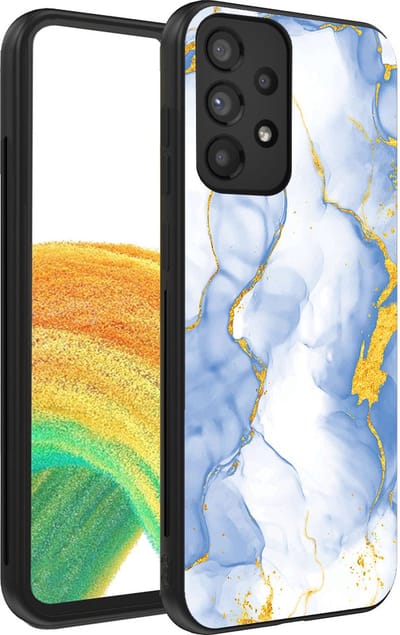 Smartphonica Telefoonhoesje Geschikt voor Samsung Galaxy A33 5G met Lichtblauw Goud Marmer Opdruk - TPU Backcover Case Lightblue Gold Marble Design geschikt voor Samsung Galaxy A33 5G