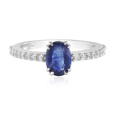 Cavill - Zilveren Ring met Ovale Nepal Kyaniet 1,364 ct - 925 Sterling Zilver Geplatineerd - Luxe Ring met Zirkonia's 0,379 ct - Comfortabele Pasvorm