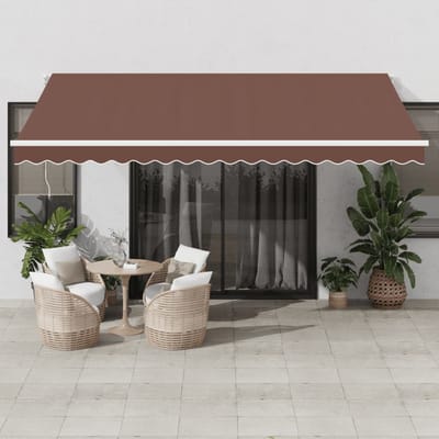 vidaXL - Uitschuifbare - luifel - Bruin - 450 - × - 350 - cm - Stof - en - Aluminium