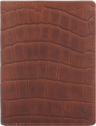 Esquire Leren Portemonnee Dallas Croco Portrait Wallet Brown Bruine