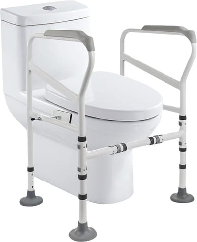 Toilet Hulpmiddel - Opstahulp Stabiliteit - Veiligheid Badkamer - In Hoogte Verstelbaar - 41cm Breed 73cm Hoog - Wit