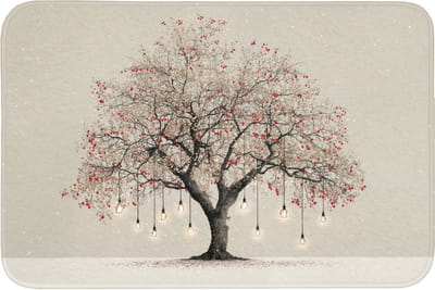 Badmat 90x60 cm - Antislip - Lichtboom - Winter - Kerst - Meerkleurig - Badmatten voor badkamer - Badkamermat - Douchemat - Badkamer mat