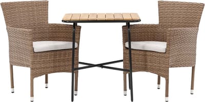 Holmbeck tuinmeubelset tafel, 2 stoelen naturel.