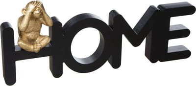 Decoratief woord  "HOME" met aap - Zwart