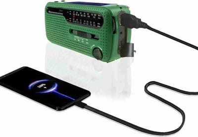 PolkaHome Noodradio Solar Opwindbaar - Noodradio Opwindbaar - Opwindbare Radio - Powerbank Zonne Energie, Draagbare zwengelradio, FM AM SW ingebouwde oplaadbare batterij, led-dynamolamp, powerbank voor wandelen, kamperen, outdoor, noodgevallen.