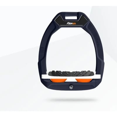 Veiligheidsstijgbeugels Paardrijden Ingeschoten Ultra Grip Marine/Wit/Oranje Flex-On Safe-On