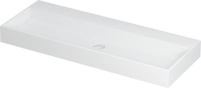 INK® United wastafel porselein zonder kraangat inclusief porseleinen click plug en verborgen overloop systeem 120x45x11cm, mat wit