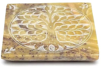 Wierookbrander Levensboom zeepsteen 10 cm x 10 cm