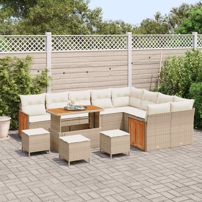 vidaXL - Tuinbank - Set - 13 - st - 13-Aantal - zitplaatsen - Beige - en - Crème
