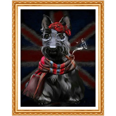 Hond Kruissteek Diamant Borduurwerk Dier Diamant Volledige Ronde Boor Home Foto van Strass 20X30CM gray