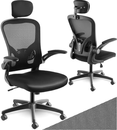 tectake® Ergonomische Bureaustoel - Met Rugleuning en Armleuningen - Verstelbare Hoofdsteun - Bureau Stoel - Bureaustoelen voor Volwassenen - Voor Kantoor/Thuiskantoor - Computerstoel - Voor Gaming- Werk