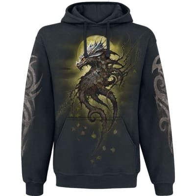 Spiral Trui met capuchon - Oak Dragon - S tot XXL - voor Mannen - zwart