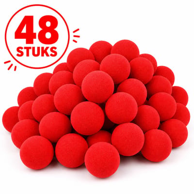 Clownsneus rood kunststof - VOORDEELSET 48 stuks clownsneuzen